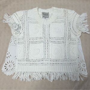 Sea New York crochet and eyelet top